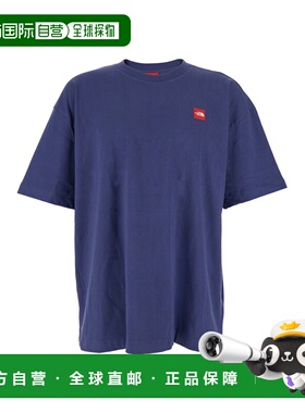 香港直邮The North Face 北面 男士 Front 蓝色圆领带Logo拼缀棉T