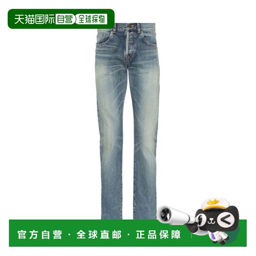 香港直邮Saint Laurent 头巾装饰牛仔裤 551339Y962T直筒裤