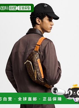 自营欧洲直邮LV/路易威登 ceinture Rush男士棕色老花帆布腰包