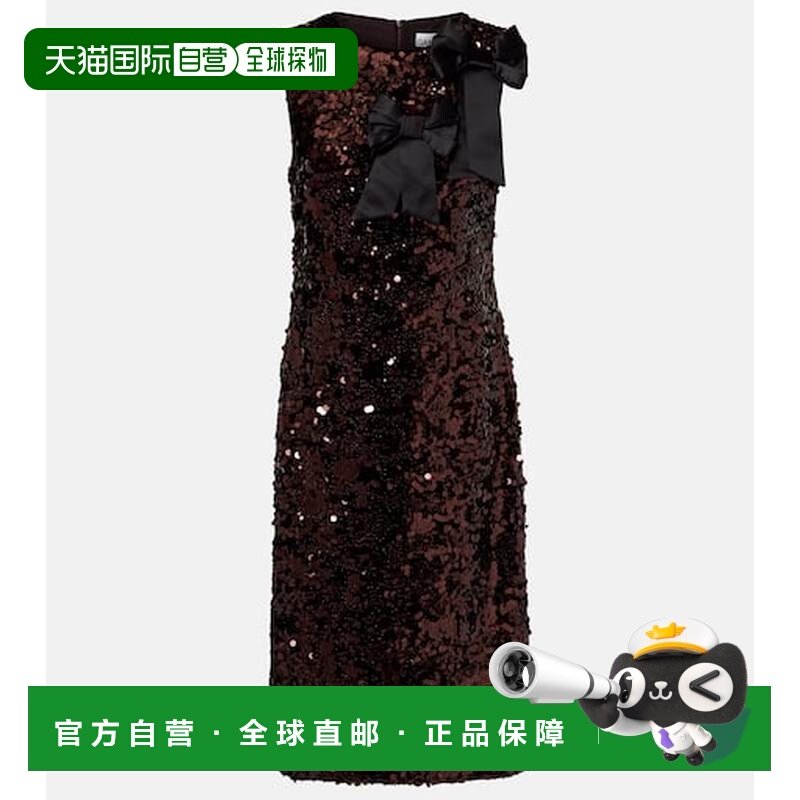 1h可退 香港直邮GANNI 甘尼 女士 蝴蝶结装饰珠片中长连衣裙,女装/女士精品,连衣裙,淘宝优惠券,粉丝福利购,淘宝优惠卷