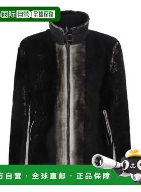 1h可退 香港直邮salvatore santoro 男士 黑色皮革渐变夹克 W23SA