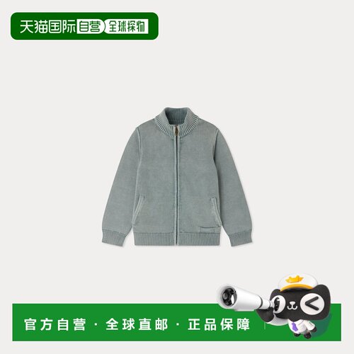 欧洲直邮Bonpoint小樱桃 Lance 男孩绿色棉质高领针织开衫
