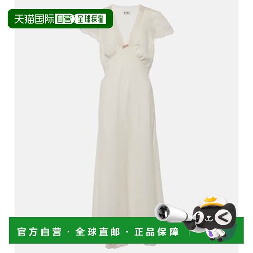 1h可退 香港直邮RIXO 女士 Clarice 蕾丝边中长连衣裙 white白色