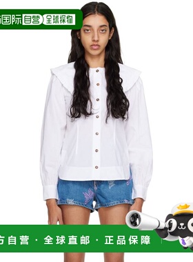 1h可退 香港直邮GANNI 甘尼 女士 白色水手领衬衫 F5500 white白