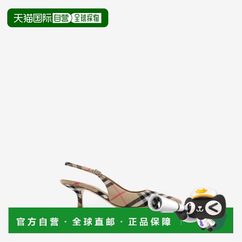 香港直邮Burberry Check Dame Slingback Pumps 【付后1h可退】