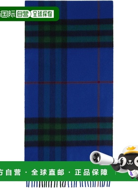 香港直邮Burberry 巴宝莉 女士 海军蓝 & 绿色 Check Cashmere 围