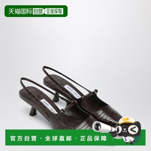香港直邮Jimmy Choo 周仰杰 女士 Didi 45 neckline 棕色鳄鱼纹高