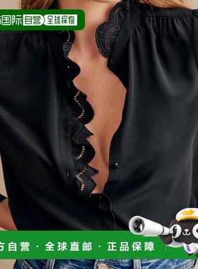 自营欧洲直邮Sezane 女士黑色真丝衬衫新款
