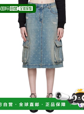 1h可退 香港直邮Givenchy 纪梵希 女士 蓝色 4G 牛仔半身裙 BW40Q