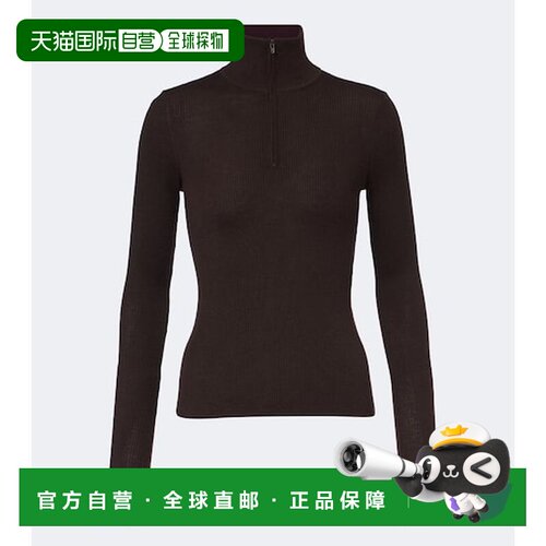 香港直邮The Frankie Shop 女士 Sade 罗纹针织羊毛真丝半拉链毛