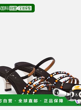 1h可退 香港直邮Marni 玛尼 女士 Melrose 水晶装饰绸缎凉拖