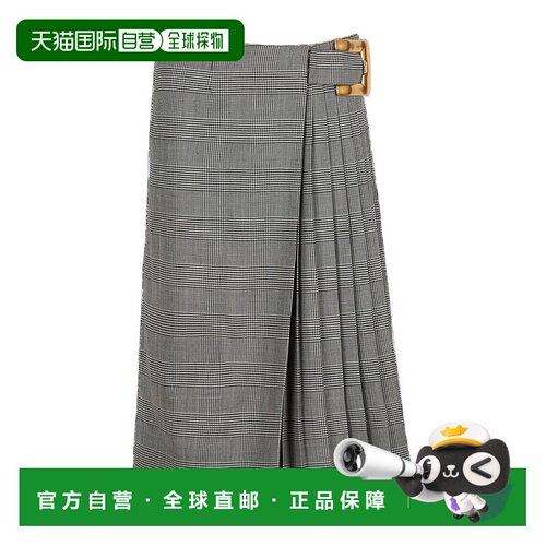 1h可退 香港直邮Balmain 格纹中长裙 GF1LD530WD31半身裙a字裙