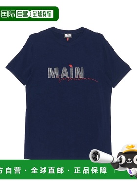 香港直邮Giorgio Armani 海军蓝MAIN字母 图案T恤 3HST80SJP4ZUBR