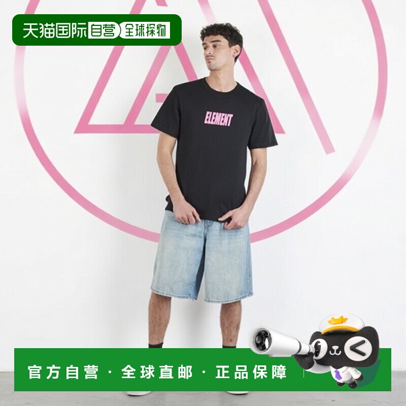 欧洲直邮Element衣服男短袖T恤衫黑色POOL DRAINING SS男装