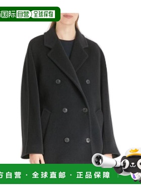 1h可退 【99新未使用】香港直邮Max Mara 黑色GASTONE双排扣大衣