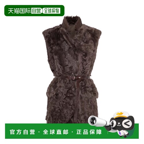 欧洲直邮Brunello Cucinelli Women shearling vest Rust brown