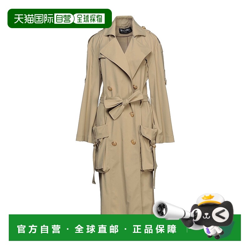 香港直邮Balmain 巴尔曼 女士 双排扣大衣 beige米色 舒适时尚