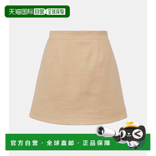 1h可退 香港直邮Patou 女士 高腰棉混纺花呢迷你半身裙 beige米色