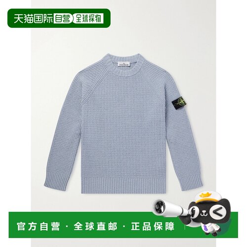 香港直邮Stone Island 石头岛 男士 Logo-Appliqued 罗纹棉混纺毛