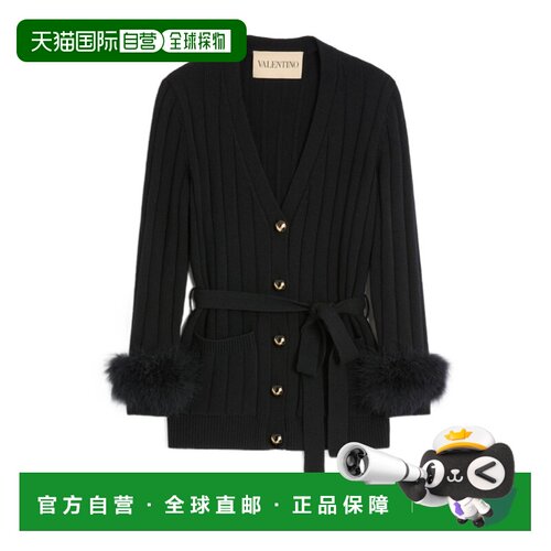 香港直邮VALENTINO 女士外套 BKA11P9JP0NO AW2025 黑色 V领长袖