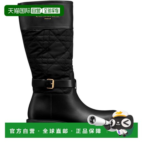 自营1h可退 欧洲直邮DIOR迪奥 D-Town女士黑色小牛皮高筒靴