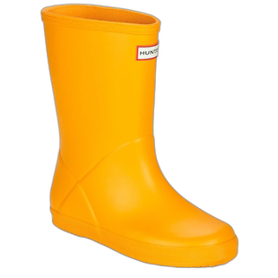 欧洲直邮hunter 儿童黄色橡胶户外防水防滑露营踩水中筒时尚雨靴