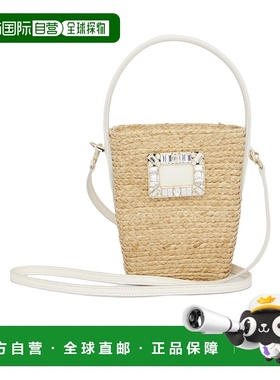 香港直邮Roger Vivier 迷你Viv' Skate Strass Buckle 拉菲草水桶