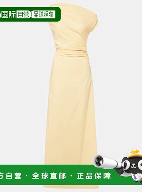香港直邮Staud 女士 Phare 单肩棉质长款连衣裙 yellow黄色 舒适