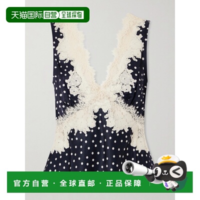 1h可退 RIXO 女士 Emmie 蕾丝边波尔卡圆点缎面上衣 EXCLUSIVEEMM