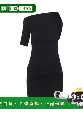 1h可退 香港直邮Jacquemus 女士 DRAPEADO 黑色棉质迷你连衣裙 DR