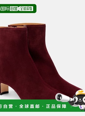 1h可退 香港直邮Staud 女士 Wally 55 绒面革短靴 red红色 舒适时