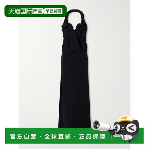 香港直邮magda butrym 女士 嵌花褶皱羊毛混纺长款连衣裙 154726B