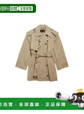 1h可退 香港直邮Balenciaga 巴黎世家 女士 繫帶雙排扣風衣 86242