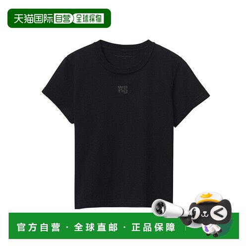 欧洲直邮ALEXANDERWANG女士棉质棉质平纹针织短款圆领短袖T恤字母