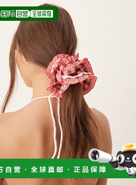 1h可退 香港直邮ASOS 女士 frill 设计格子格纹多层红色发束发饰