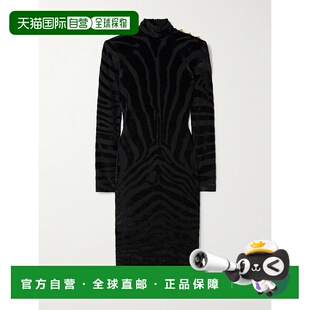 香港直邮Balmain 巴尔曼 女士 纽扣装饰德沃尔天鹅绒中长连衣裙 F