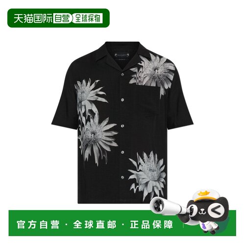 欧洲直邮all saints 男士 衬衫短袖亚麻麻衬衫