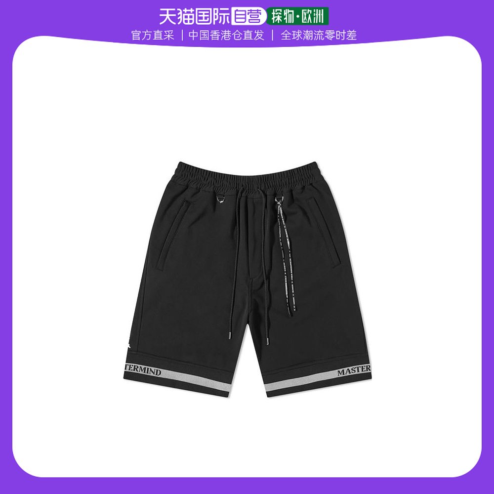 香港直邮mastermind japan 黑色裤腿条纹骷髅短裤 pa045600blacks
