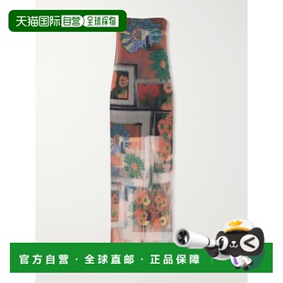 Staud 女士 Liliana 钉珠印花薄纱长款连衣裙 R26P2109BM