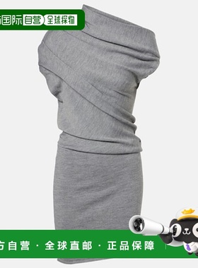 1h可退 香港直邮Staud 女士 Mabel 单肩羊毛迷你连衣裙 grey灰色