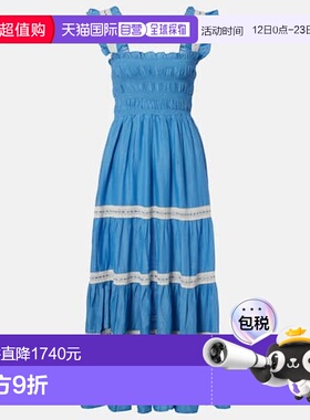 1h可退 香港直邮RIXO 女士 Aubrie 蕾丝边棉质薄纱中长连衣裙