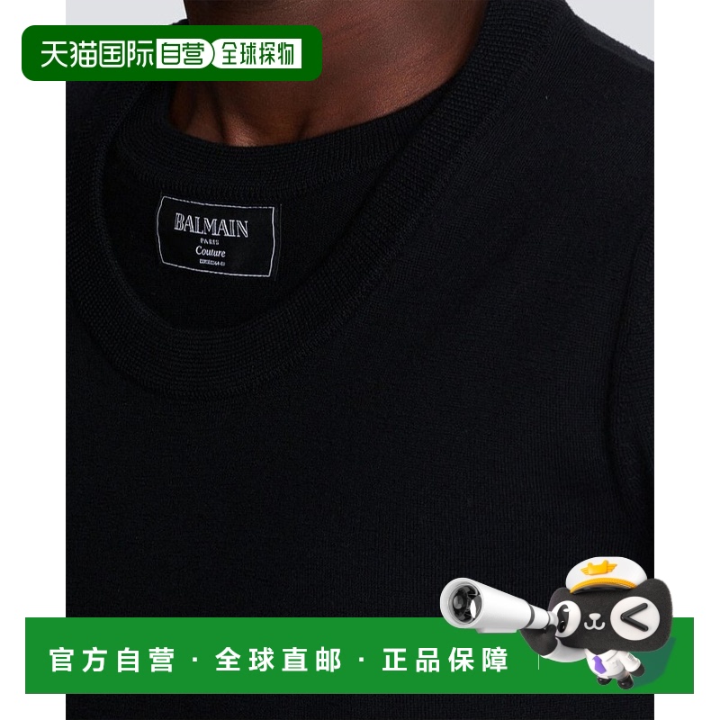 香港直邮Balmain 双领羊毛针织 T 恤 EH1AL027KH92