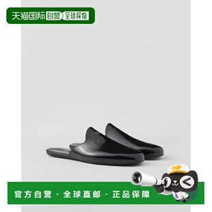 黑色小牛皮丝网印刷字母徽标拖鞋 自营欧洲直邮Prada普拉达 男士