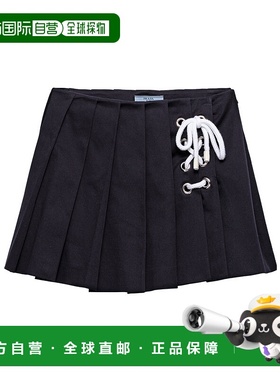 香港直邮Prada 褶皱迷你裙 P104WP33SOOO普拉达半身裙a字裙