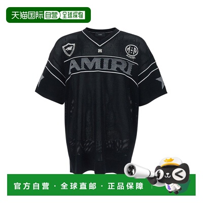1h可退 香港直邮AMIRI 男士 Sport 球衣T恤 AMTOKN1006 black黑色