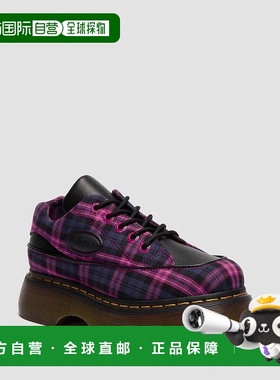 自营欧洲直邮DrMartens马丁大夫 Buzz Tartan女士红色/蓝色五孔皮