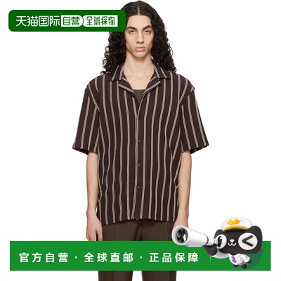 香港直邮BOSS 波士 男士 棕色 Striped Relaxed-Fit Stretch Cott