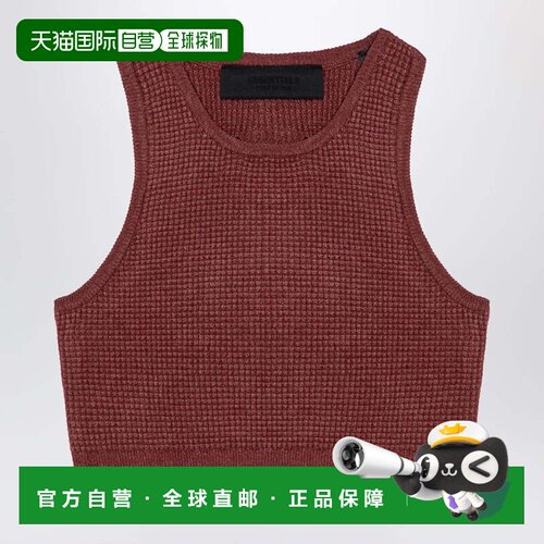 香港直邮essentials fear of god 女士 运动酒红色蜂巢纹背心上衣