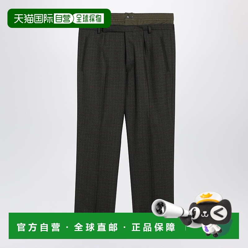 1h可退 香港直邮Prada 普拉达 男士 Forest-green 双腰带裤子 UP0