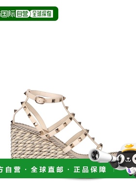 1h可退 香港直邮valentino 华伦天奴 女士 铆钉皮质坡跟鞋 WS0F95